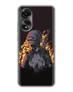 Чехол для OPPO A78 (4G) с картинкой «PUBG — огненный силуэт»