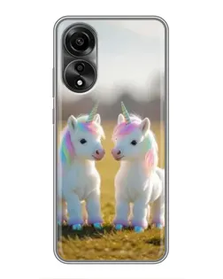 Чехол для OPPO A78 (4G) с картинкой «Пара единорогов»
