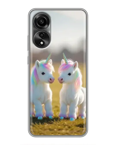 Чехол для OPPO A78 (4G) с картинкой «Пара единорогов»