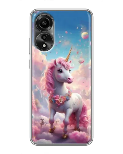 Чехол для OPPO A78 (4G) с картинкой «Единорог среди облаков»