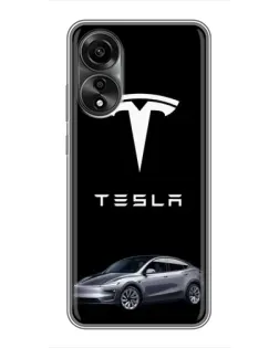 Чехол для OPPO A78 (4G) с картинкой «Tesla Model Y»