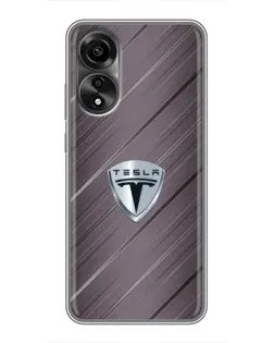 Чехол для OPPO A78 (4G) с картинкой «Металлическая текстура Tesla»