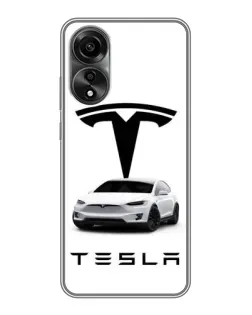 Чехол для OPPO A78 (4G) с картинкой «Tesla White Style»