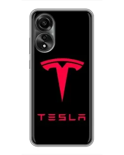 Чехол для OPPO A78 (4G) с картинкой «Tesla Red Logo»
