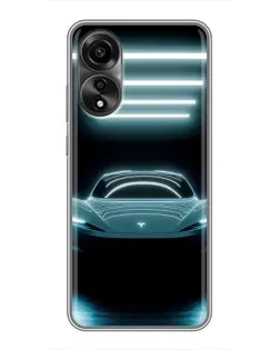 Чехол для OPPO A78 (4G) с картинкой «Tesla в неоне»