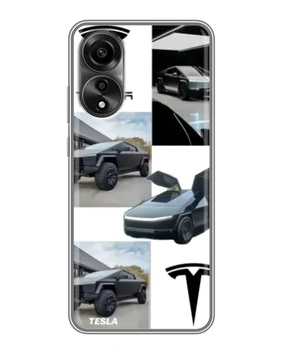 Чехол для OPPO A78 (4G) с картинкой «Коллаж Cybertruck Tesla»