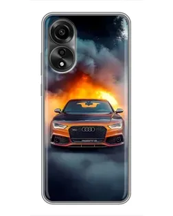 Чехол для OPPO A78 (4G) с картинкой «Audi в огненном дыму» Чехол для OPPO A78 (4G) с картинкой «Audi в огненном дыму»