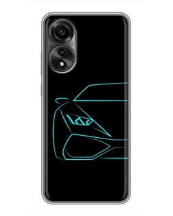 Чехол для OPPO A78 (4G) с картинкой «Голубой силуэт Lamborghini» Чехол для OPPO A78 (4G) с картинкой «Голубой силуэт Lamborghini»
