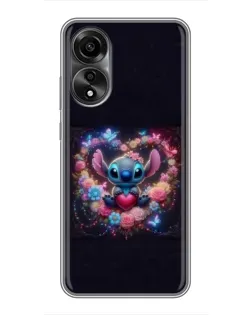 Чехол для OPPO A78 (4G) с картинкой «Stitch в цветах» Чехол для OPPO A78 (4G) с картинкой «Stitch в цветах»