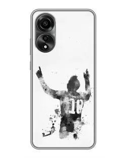 Чохол для OPPO A78 (4G) з картинкою «Чорно-білий силует Мессі»