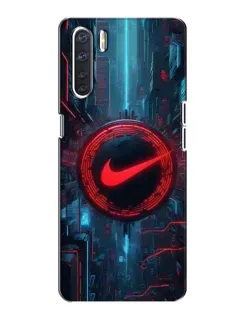 Чехол для OPPO A91 с картинкой «Техногенный стиль Nike»