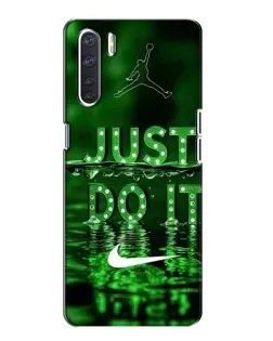 Чехол для OPPO A91 с картинкой «Зеленый неоновый Nike»