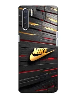 Чехол для OPPO A91 с картинкой «Золотой Nike на металле»