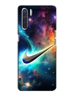 Чехол для OPPO A91 с картинкой «Космический Nike Swoosh»