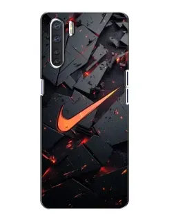 Чехол для OPPO A91 с картинкой «Nike — эффект разломов»