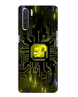 Чехол для OPPO A91 с картинкой «Nike — золотая искра»