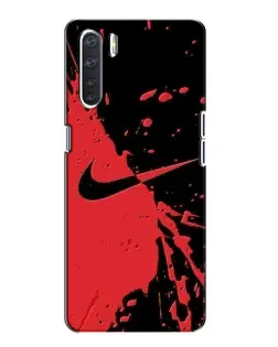 Чехол для OPPO A91 с картинкой «Красные брызги Nike»