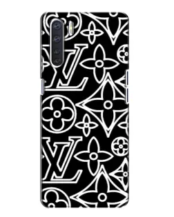 Чехол для OPPO A91 с картинкой «Черно-белый узор LV»