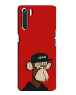 Чехол для OPPO A91 с картинкой «Bored Ape — красный фон»