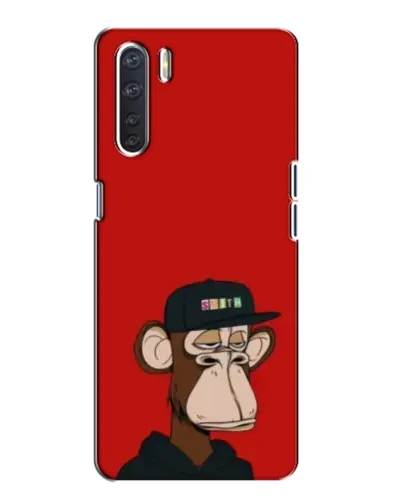 Чехол для OPPO A91 с картинкой «Bored Ape — красный фон» Чехол для OPPO A91 с картинкой «Bored Ape — красный фон»