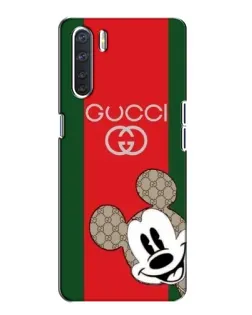 Чехол для OPPO A91 с картинкой «Gucci — полосы и Микки»