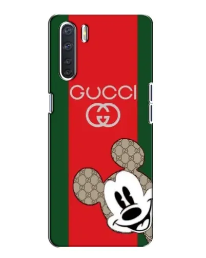 Чехол для OPPO A91 с картинкой «Gucci — полосы и Микки»