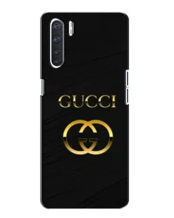 Чехол для OPPO A91 с картинкой «Золотой логотип Gucci»