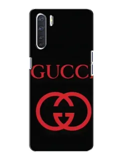 Чехол для OPPO A91 с картинкой «Gucci — красный логотип»