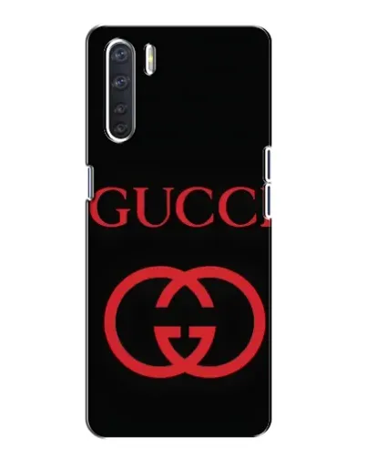 Чехол для OPPO A91 с картинкой «Gucci — красный логотип»