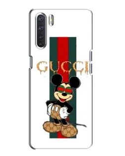 Чехол для OPPO A91 с картинкой «Микки Маус Gucci — полосы»