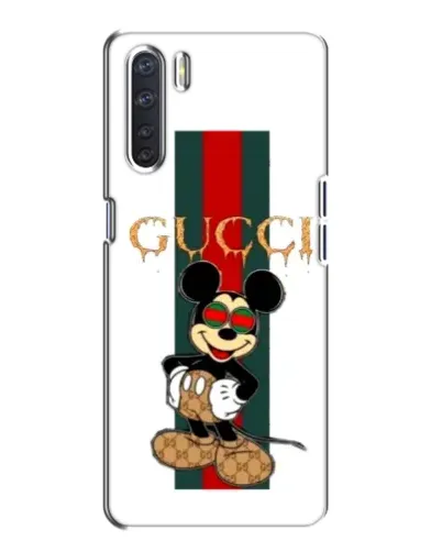 Чехол для OPPO A91 с картинкой «Микки Маус Gucci — полосы»