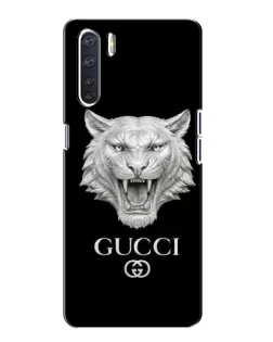 Чехол для OPPO A91 с картинкой «Gucci — серебряный лев»