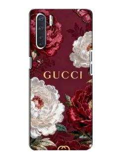 Чехол для OPPO A91 с картинкой «Gucci — бордовые розы»