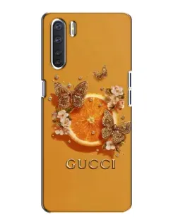 Чехол для OPPO A91 с картинкой «Gucci — золотые бабочки»
