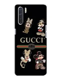 Чехол для OPPO A91 с картинкой «Gucci — герои Disney и монограмма»