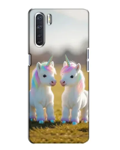 Чехол для OPPO A91 с картинкой «Пара единорогов»