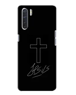 Чехол для OPPO A91 с картинкой «Графический крест Jesus»