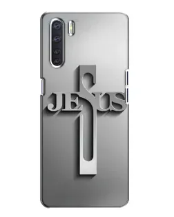 Чехол для OPPO A91 с картинкой «Металлический крест Jesus»