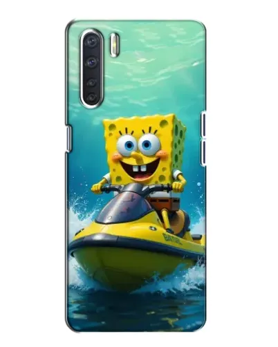 Чехол для OPPO A91 с картинкой «Спанч Боб на гидроцикле»