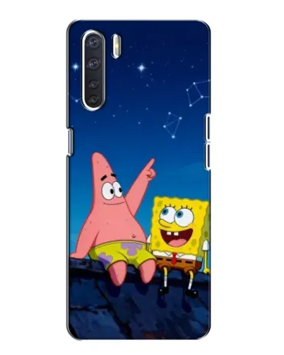 Чехол для OPPO A91 с картинкой «Губка Боб и Патрик ночью»
