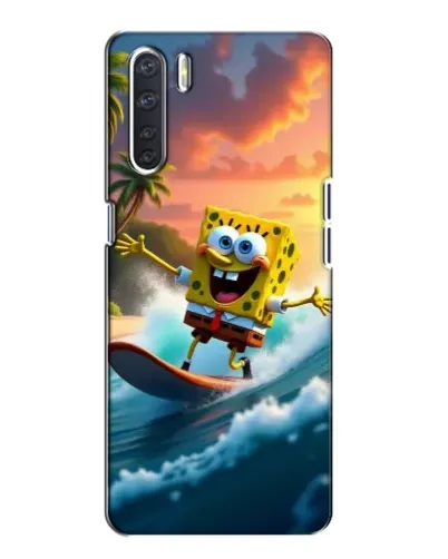 Чехол для OPPO A91 с картинкой «Губка Боб серфингист»