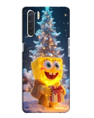 Чехол для OPPO A91 с картинкой «Рождественский Спанч Боб»