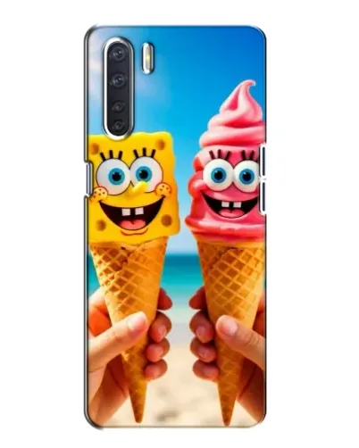 Чехол для OPPO A91 с картинкой «Спанч Боб мороженое»