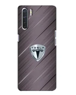 Чехол для OPPO A91 с картинкой «Металлическая текстура Tesla»