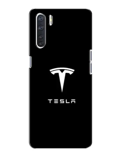 Чехол для OPPO A91 с картинкой «Tesla White Logo»