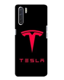 Чехол для OPPO A91 с картинкой «Tesla Red Logo»