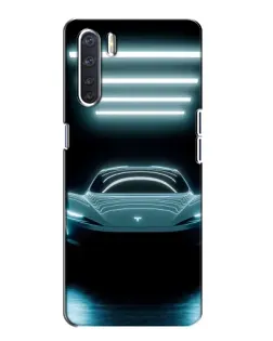 Чехол для OPPO A91 с картинкой «Tesla в неоне»