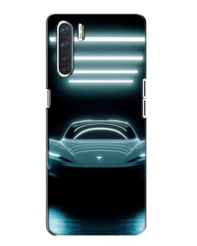 Чехол для OPPO A91 с картинкой «Tesla в неоне»