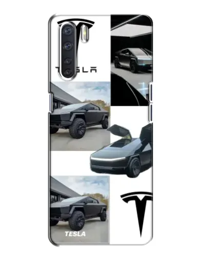 Чехол для OPPO A91 с картинкой «Коллаж Cybertruck Tesla»