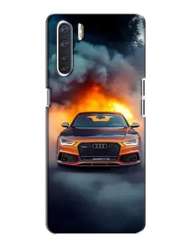 Чехол для OPPO A91 с картинкой «Audi в огненном дыму»